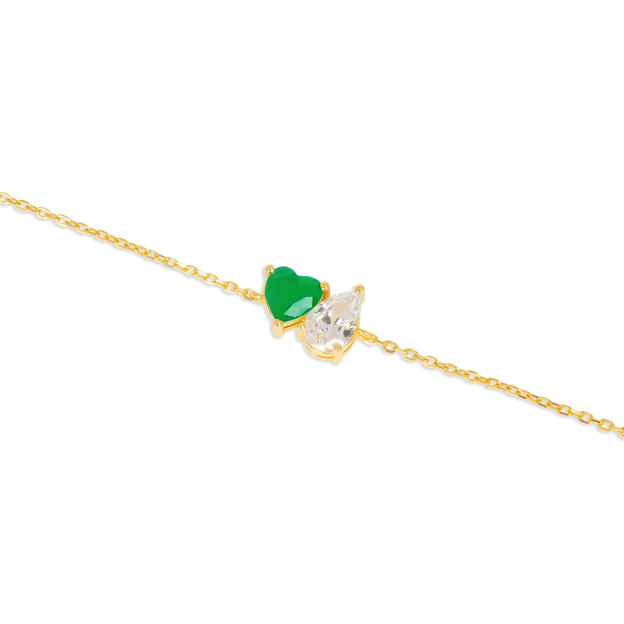 THE GREEN EMERALD HEART PEAR BRACELET