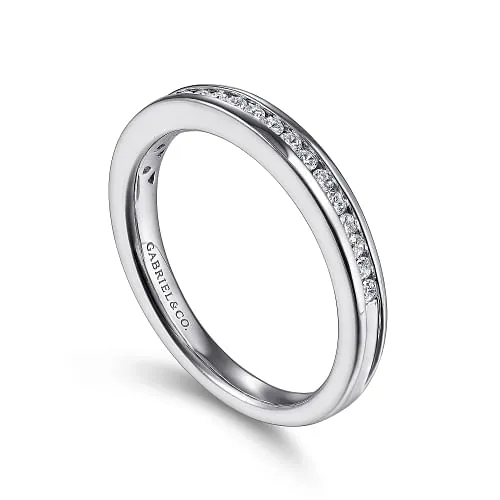 Toledo - 14K White Gold Channel Set Diamond Wedding Band - 0.25ct