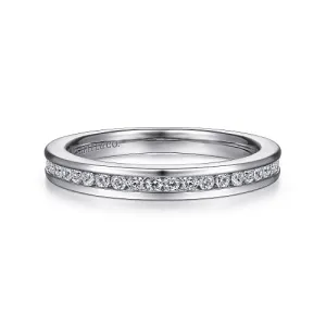 Toledo - 14K White Gold Channel Set Diamond Wedding Band - 0.25ct