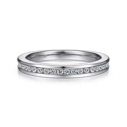 Toledo - 14K White Gold Channel Set Diamond Wedding Band - 0.25ct