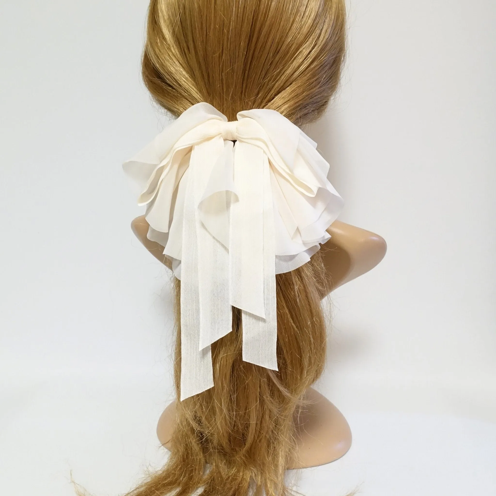 translucent chiffon hair bow ray fish motivated floppy hair bow french barrette