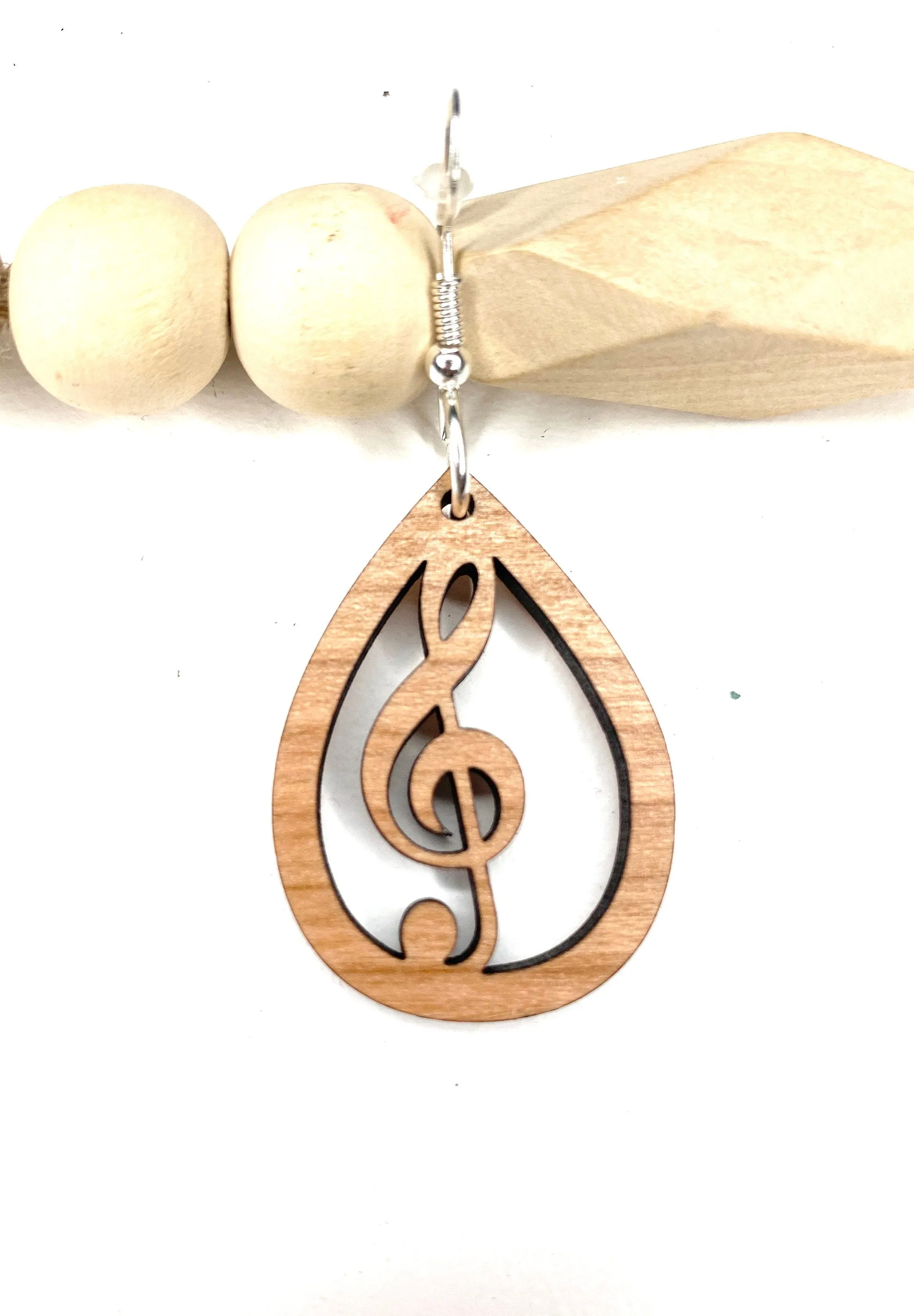 Treble Clef Earrings, Music Lover Earrings, Music Teacher Gift, Lightweight Wood Earrings, High School Music Teacher, Band Teacher