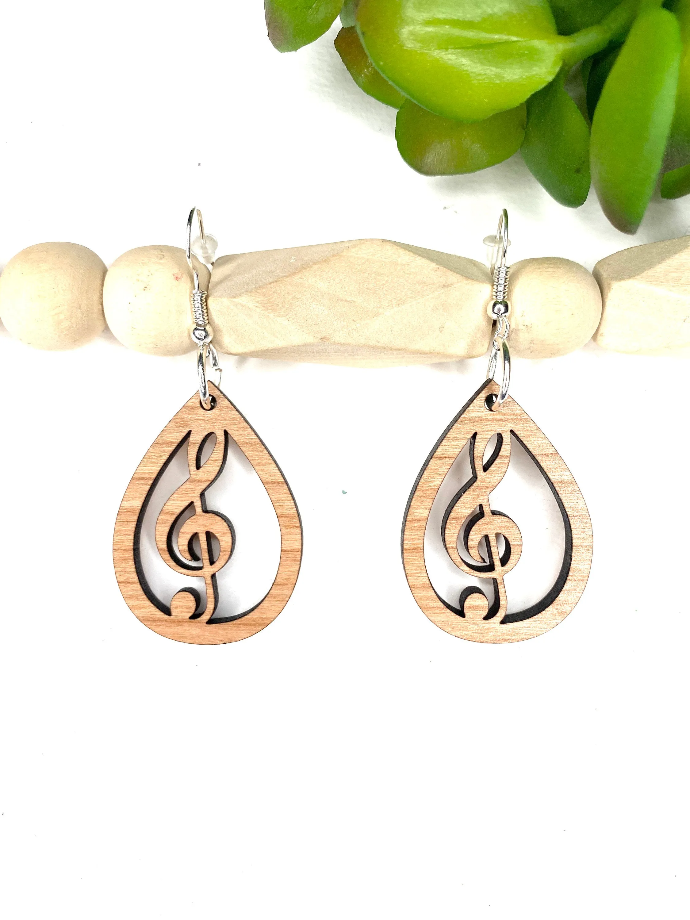 Treble Clef Earrings, Music Lover Earrings, Music Teacher Gift, Lightweight Wood Earrings, High School Music Teacher, Band Teacher