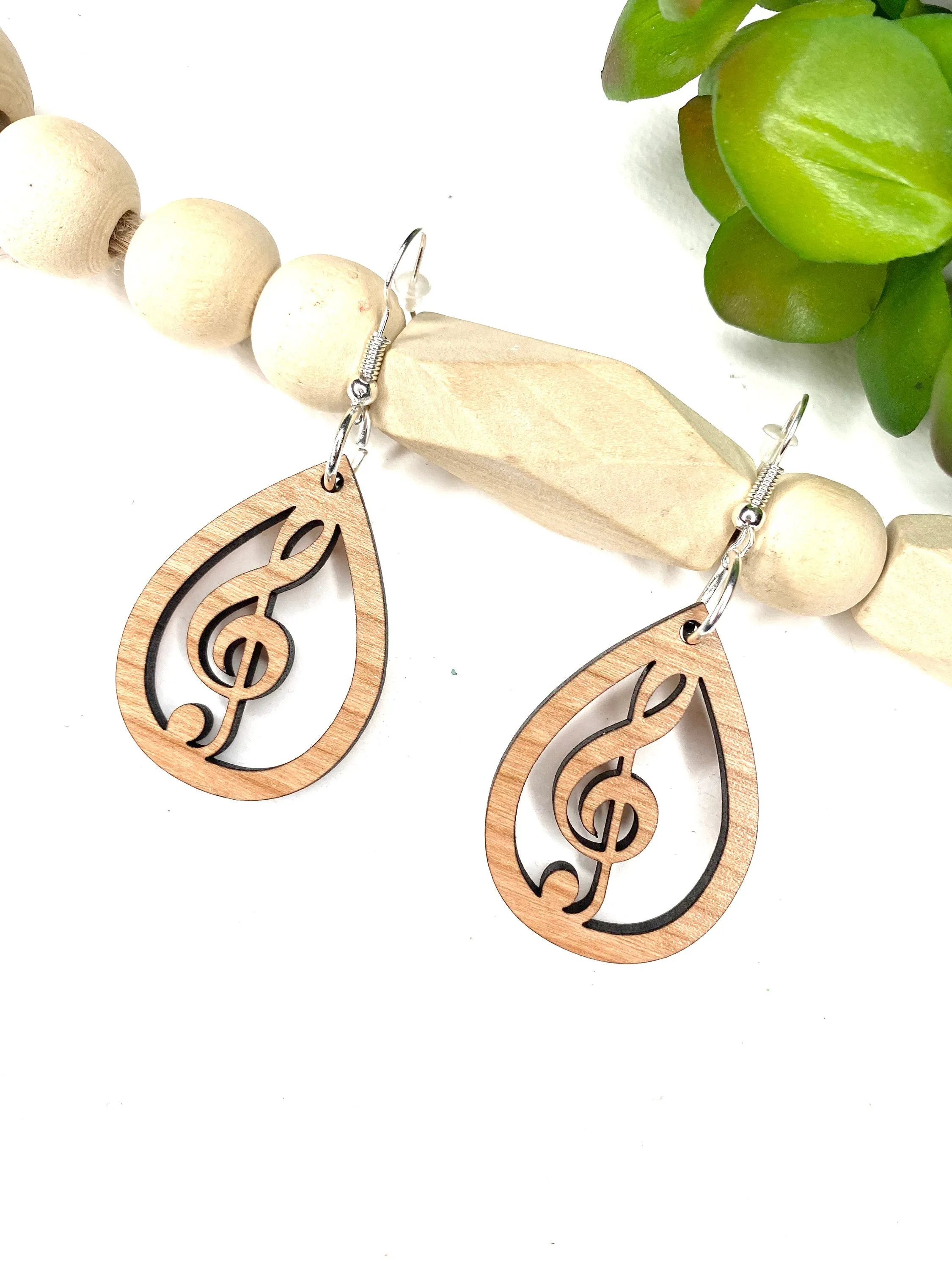 Treble Clef Earrings, Music Lover Earrings, Music Teacher Gift, Lightweight Wood Earrings, High School Music Teacher, Band Teacher