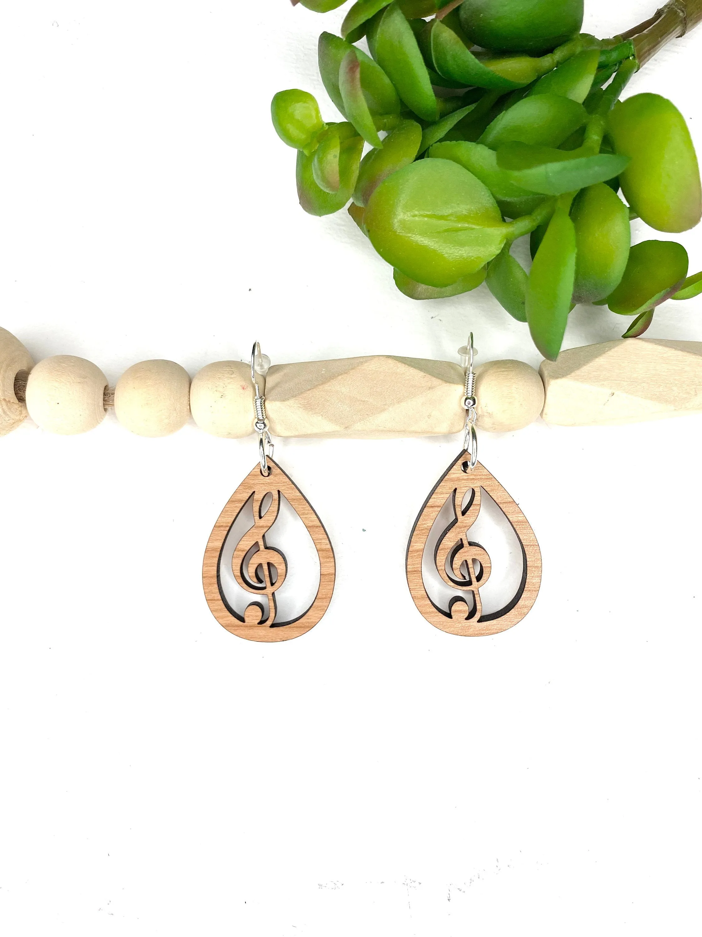 Treble Clef Earrings, Music Lover Earrings, Music Teacher Gift, Lightweight Wood Earrings, High School Music Teacher, Band Teacher