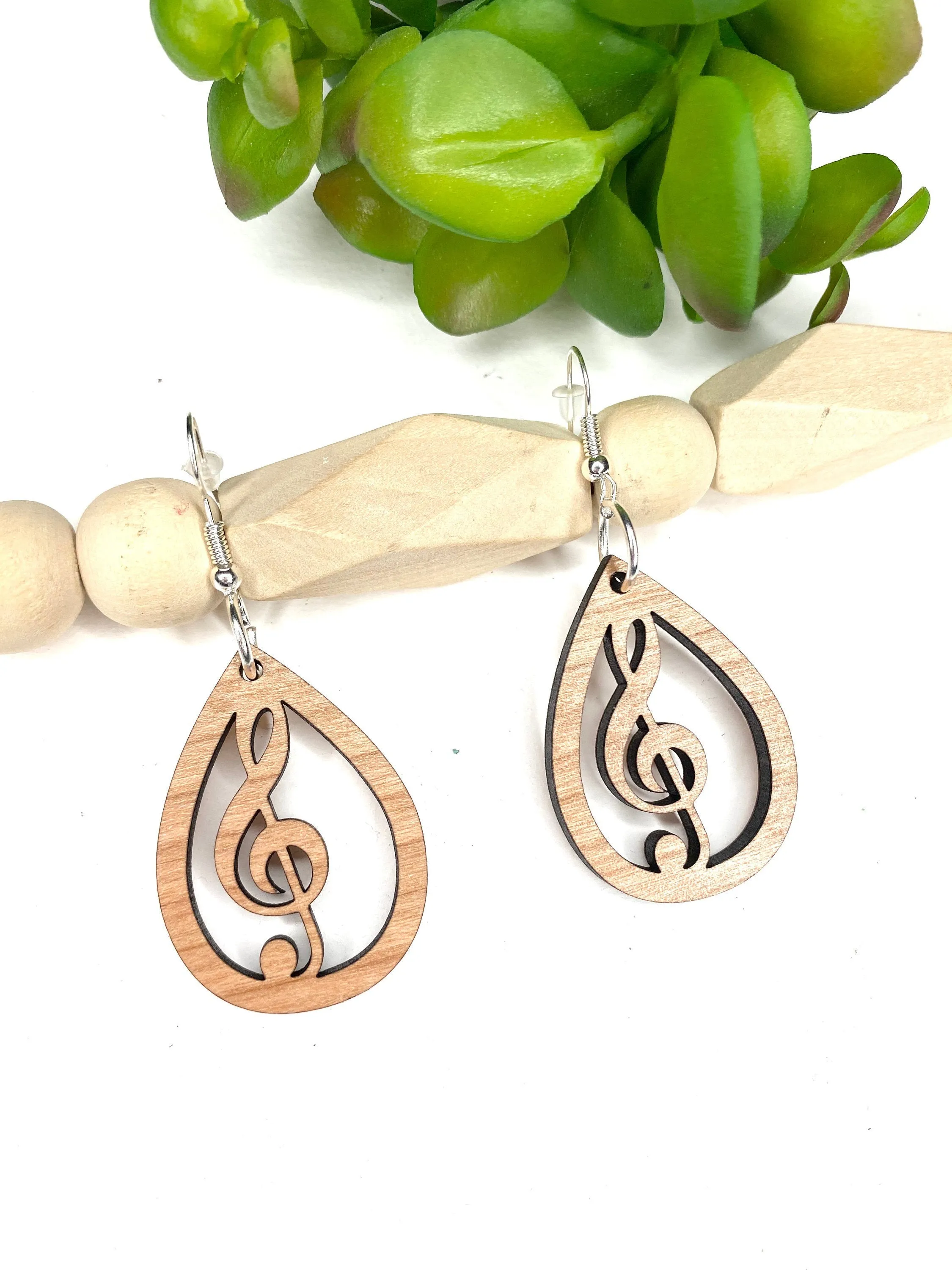 Treble Clef Earrings, Music Lover Earrings, Music Teacher Gift, Lightweight Wood Earrings, High School Music Teacher, Band Teacher