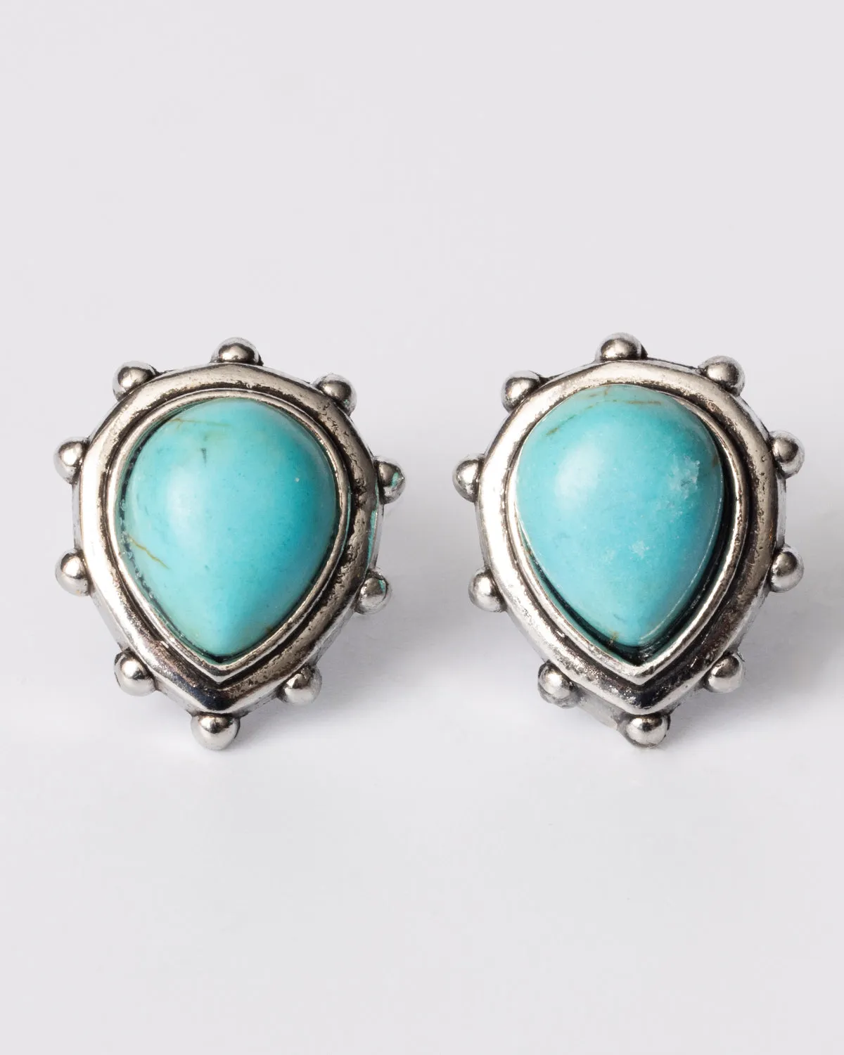 Turquoise Teardrop Bezel Stud Earrings Coastal Cowgirl