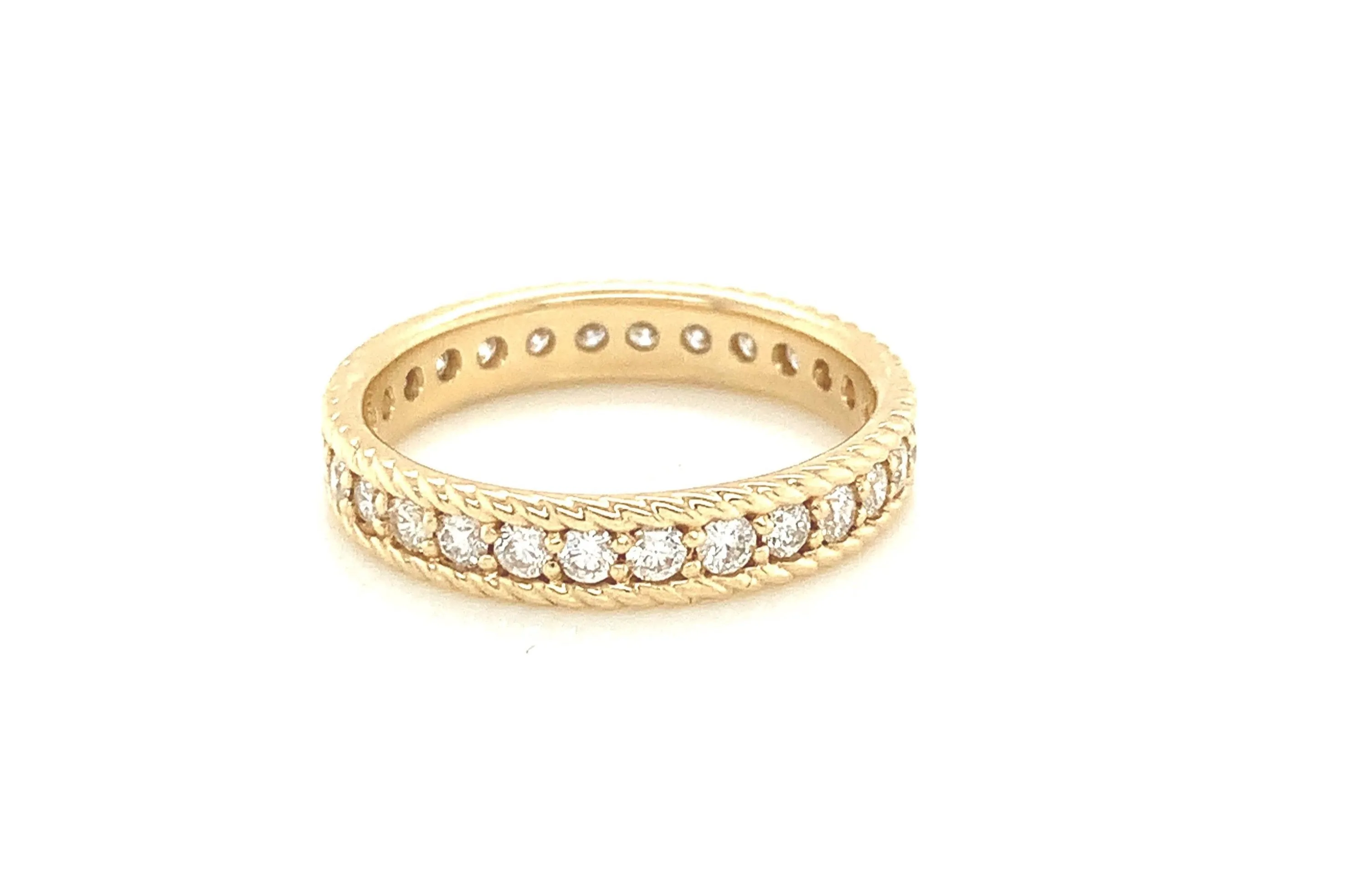 Twisted Gold Channel Diamond Band Ring