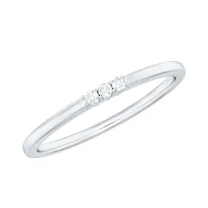 Two Prong Set Diamond Stackable 3 Stone Ring