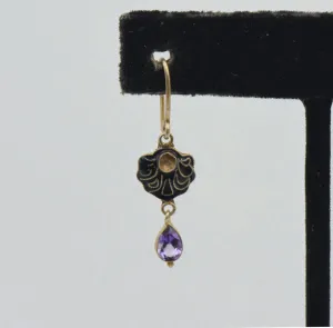 UNMATCHED Vintage Gold Tone Amethyst Sterling Silver Dangle Earring - MISSING STONE