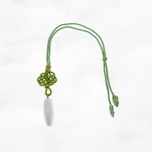 White Jade Cicada Pendant Necklace with Chinese Knot