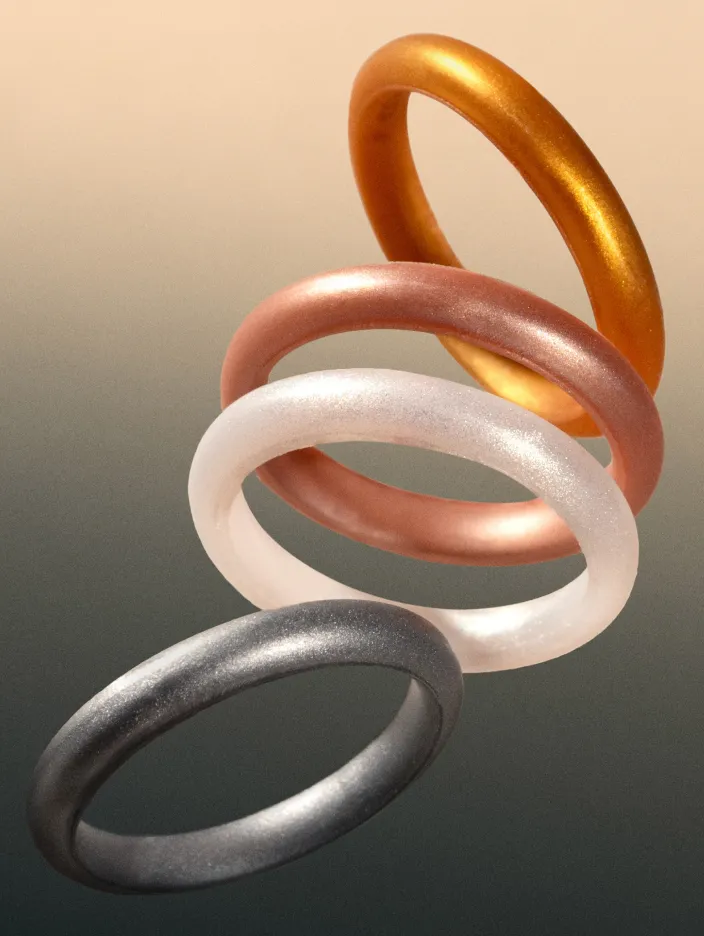 Women's Metallic Classic Stackable Silicone Ring