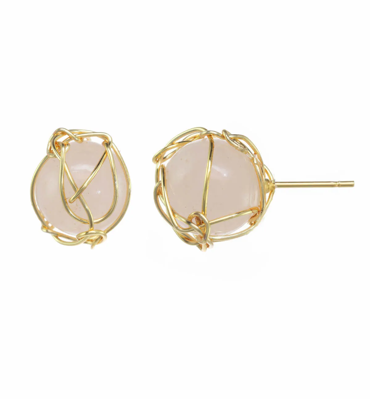 Wrapped Rose Quartz Stud earrings