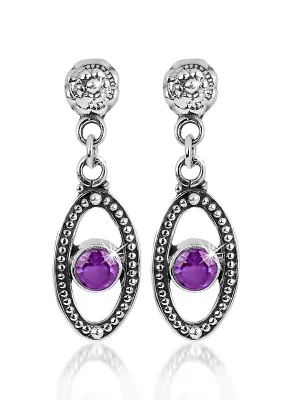 Yellow Chimes Gemstone Amethyst Quartz 925 Sterling Silver Hallmark and Certified Purity Drop Earrings for Women and Girls