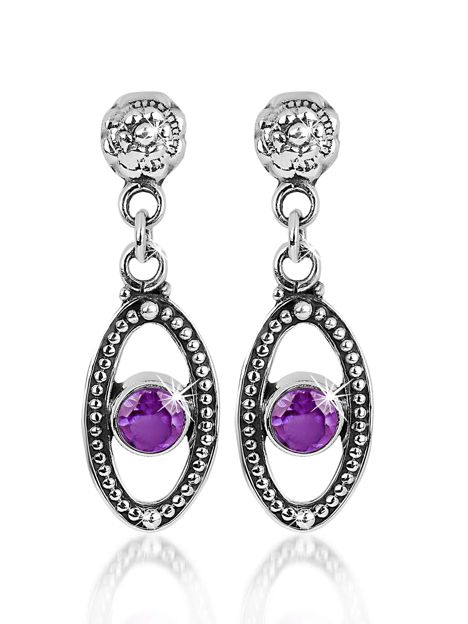 Yellow Chimes Gemstone Amethyst Quartz 925 Sterling Silver Hallmark and Certified Purity Drop Earrings for Women and Girls