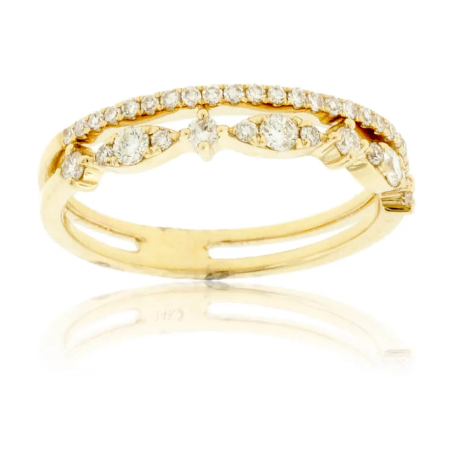 Yellow Gold Stackable Style Diamond Ring